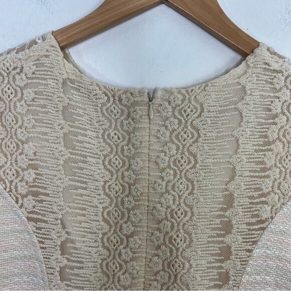 Anthropologie Champagne & Strawberry Fabric Mix Cream Sheath Dress Size M NWT - Picture 11 of 14